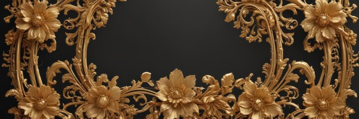 Elegant gold filigree frame, delicate floral details , art nouveau, pattern, luxury