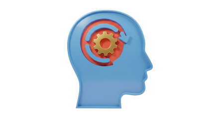 Isolated Thinking Head with Gear
