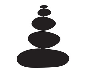 Silhouette of stacked pebbles. Silhouette zen stones isolated on white background.