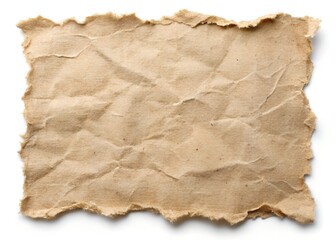 Vintage Torn Parchment Paper Texture Isolated on White Background, Old Grunge Paper Template