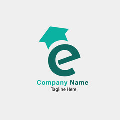 Letter E Real Estate Logo with House Roof Icon
