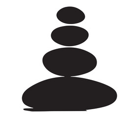Silhouette of stacked pebbles. Silhouette zen stones isolated on white background.