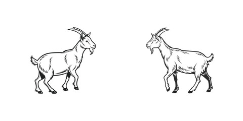 Goat Outline Vector - Agriculture, Nature, and Educational Design