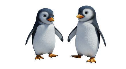 Isolated Two Penguin Chicks