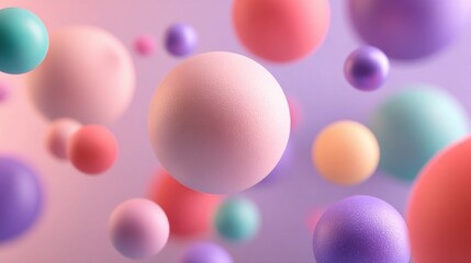 Floating Geometric Spheres in Pastel Colors Against Soft Background