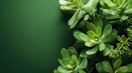 Fototapeta premium Lush Green Foliage of Kalanchoe Plants Against a Vibrant Background