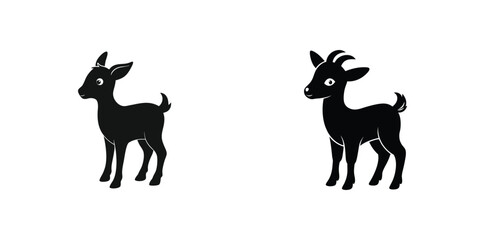 Cute Goat Silhouettes  Vector Illustration for Design