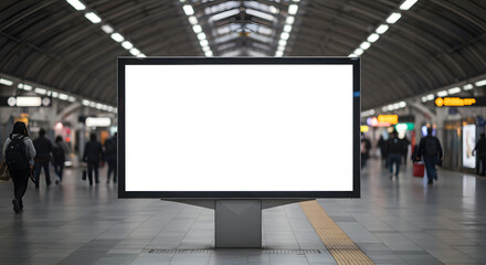 Blank Digital Billboard Mockup in Subway or Metro Station.