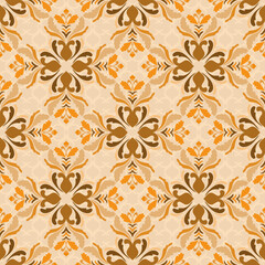 Harmony blooms in shades of nature, traditional, pattern design for carpet, print, wrap, decorative, illustration, Fabric, Wallpaper, Ceramics 

