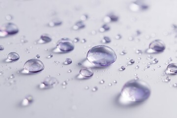 Close up Of Translucent Water Droplets On A Gray Surface