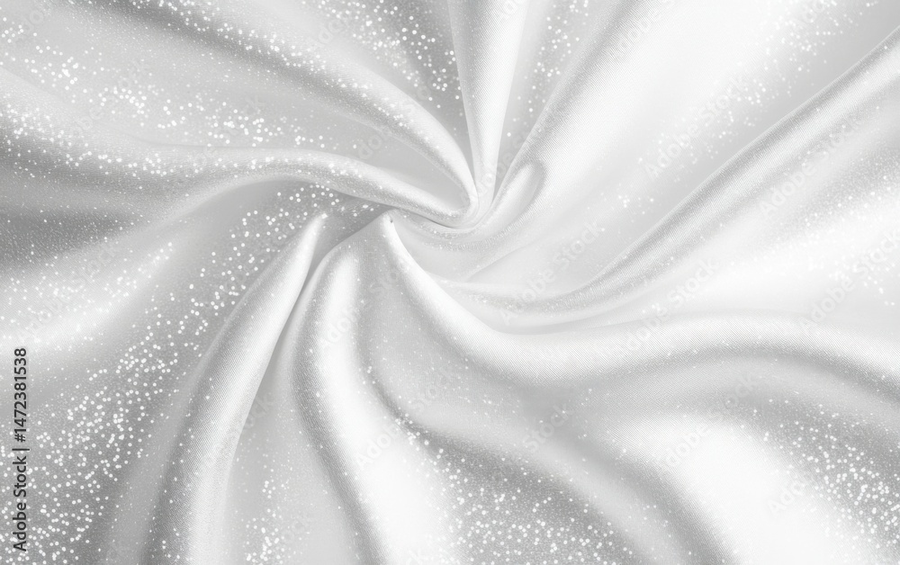Leinwandbilder Elegant silver fabric with subtle glitter, softly draped and swirling, creating a luxurious and textured surface. : Generative AI