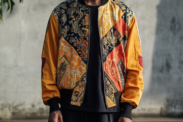 Man Wearing A Patchwork Jacket