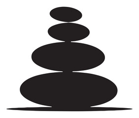 Silhouette of stacked pebbles. Silhouette zen stones isolated on white background.