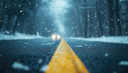 Winter Drive Through Snowy Woods