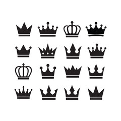 Crown king icon set. Crown sign collection. Royal crown symbol collection. Vector Illustration. Vector Graphic. EPS 10