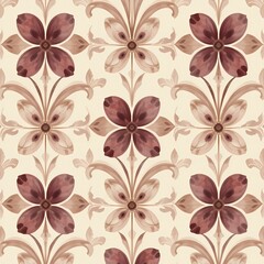 Obraz premium Seamless Vintage Floral Pattern with Red Flowers and Ornamental Design