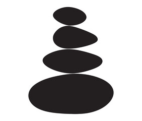 Silhouette of stacked pebbles. Silhouette zen stones isolated on white background.