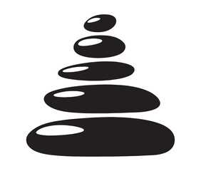 Silhouette of stacked pebbles. Silhouette zen stones isolated on white background.