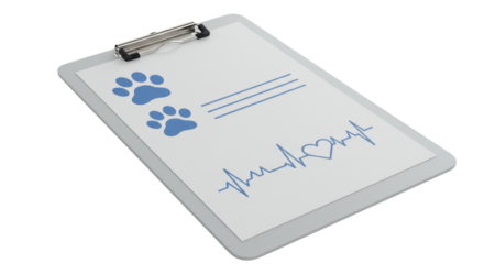 Isolated Veterinary Clipboard with Paw Prints
