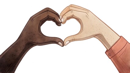 Diverse Hands Forming Heart Symbol Illustration