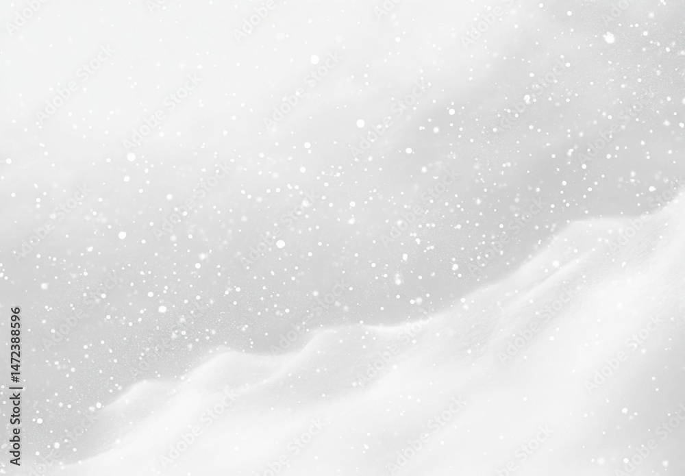 Aufkleber serene winter landscape: gently falling snow over soft, undulating hills of pristine white snow, cre