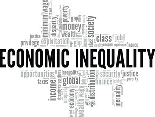 Economic Inequality word cloud conceptual design isolated on white background.