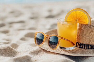 Refreshing drink on a beach