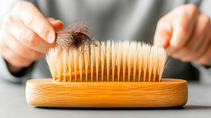 Naklejka premium Lost hair on a brush