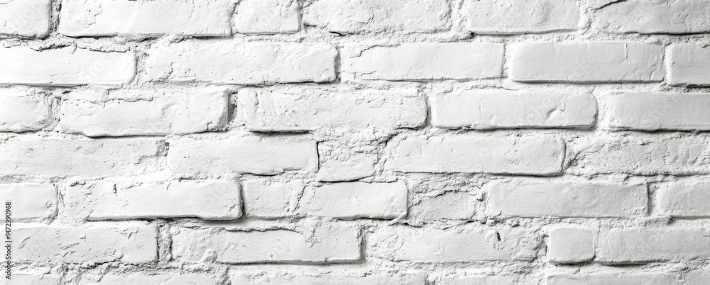 Poster a detailed image showcasing a whitewashed brick wall texture, ideal for design projects needing a ru