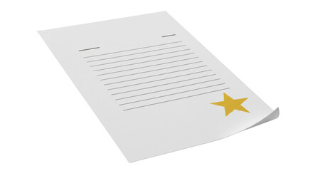 Isolated Sheet of Paper with Star