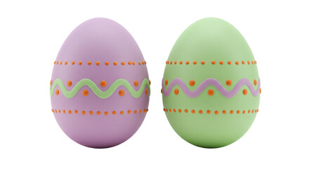 Isolated Two Easter Eggs with Ornaments