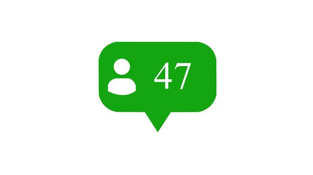 Animation footage of social media notification follower and friend request icon on transparent background (alpha channel)