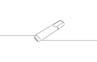 Continuous one line drawing of felt tip pen, Highlighter marker pen one line art, highlighter continuous line drawing. School or office stationary and supplies simple illustration.