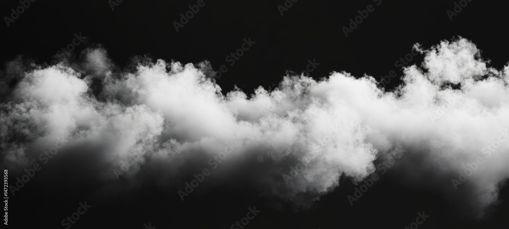 Aufkleber dramatic monochrome image of fluffy white clouds against a stark black background, ideal for design 