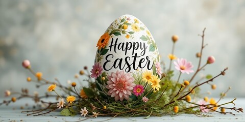 Magical Easter Egg Design with Floral Spring Accents