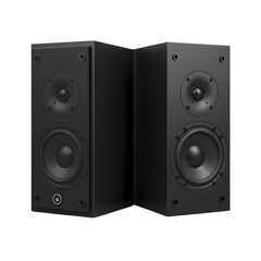 Obraz premium HighFidelity Bookshelf Speakers A Pair of Black Audiophile Speakers isolated on transparent background