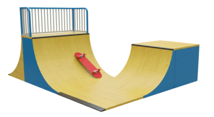 Isolated Skateboard Ramp with Skateboard