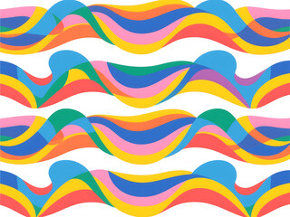 Fototapeta premium Colorful seamless vector pattern with curvy geometric waves. Perfect for backgrounds, textiles, packaging, and modern digital templates.