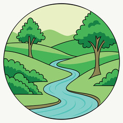 Fototapeta premium landscape with trees and mountains