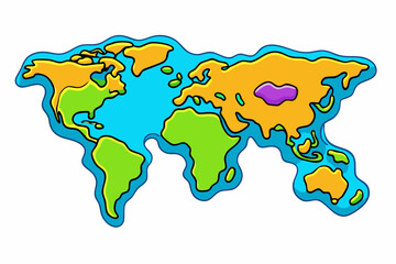 map of the world with a white background