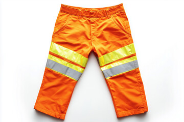 Obraz premium Orange Children's Safety Pants With Reflective Stripes On White Background