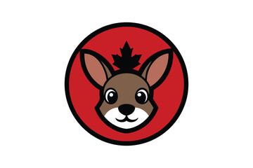 Cute Cartoon Rabbit with Maple Leaf