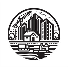 Fototapeta premium construction logo vector in simple line style editable