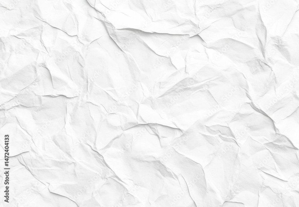 Leinwandbilder high-resolution image of crumpled white paper texture, showing detailed creases and folds, ideal for