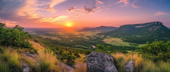 Majestic Sunset Over a Valley