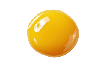 Closeup of a single vibrant yellow egg yolk isolated on a pure showing rich texture and glossy surface ideal for culinary or on transparent background