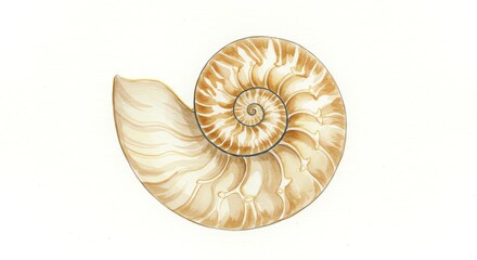 Obraz premium Nautilus shell spiral art watercolor illustration