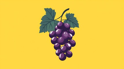 Dark Grapes with Yellow Background.