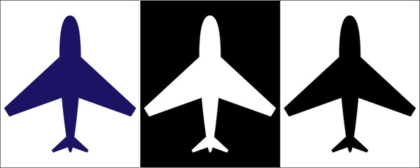 Set airplane icon. Aircrafts flat style  in different views, Airplane silhouette stock vector,  Passenger aircraft in different views. Flying Plane on white background, eps10. 1111