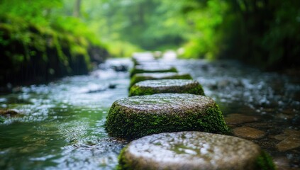 Naklejka premium Tranquil pathway over a babbling brook